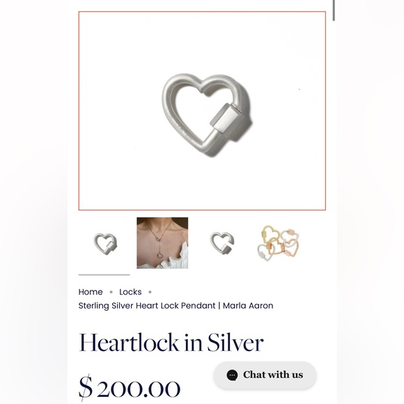 Marla Aaron silver heart lock - Picture 1 of 5